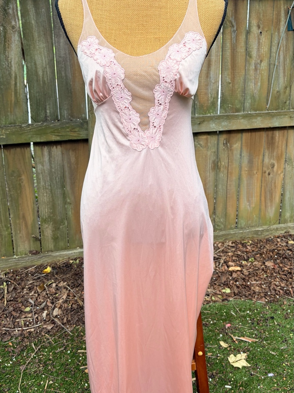 Vanity Fair Blush Pink Lace-Trim Slip Dress